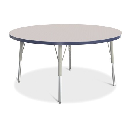 Jonti-Craft Berries Round Activity Table, 48 in. Diameter, E-height, Freckled Gray/Navy/Gray 6433JCE112